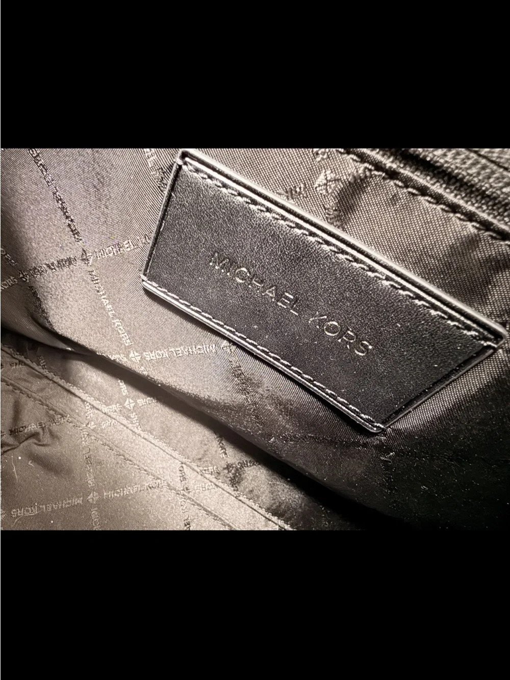 Michael Kors Black Leather Laptop Bag with MK Logo Hardware